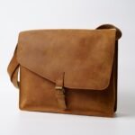 Brown Satchel Laptop Leather Bag with Brass Hardware