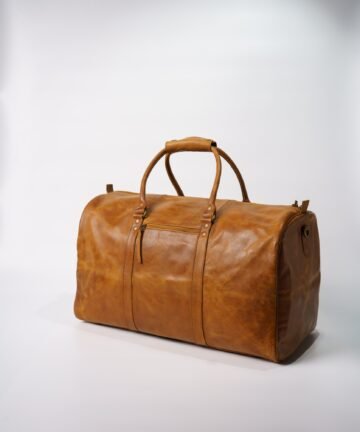 Brown Leather Duffel Bag for Travel and Gym – Premium Handmade Design