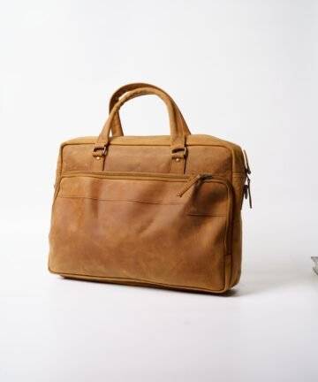 Brown Leather Laptop Bag from Bwok Store – Stylish Professional Bag