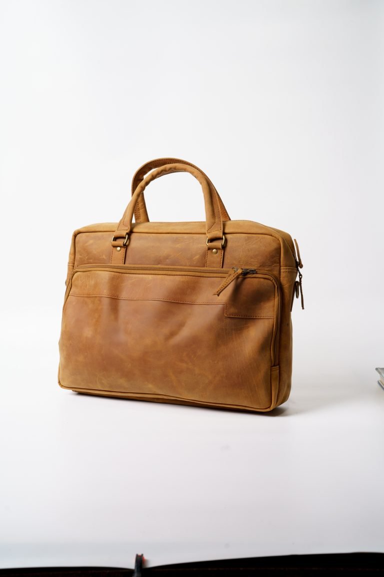 Brown Leather Laptop Bag from Bwok Store – Stylish Professional Bag