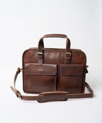 Brown Leather Laptop Briefcase Bag from Bwok Store – Premium and Stylish
