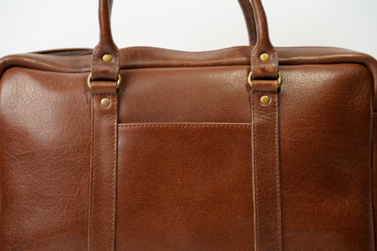 Burgundy Leather Laptop Bag with Brass Hardware – Premium Laptop Carrier for Professionals