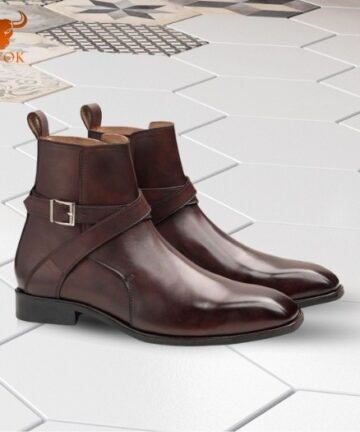 Pair of polished brown leather Jodhpur boots.