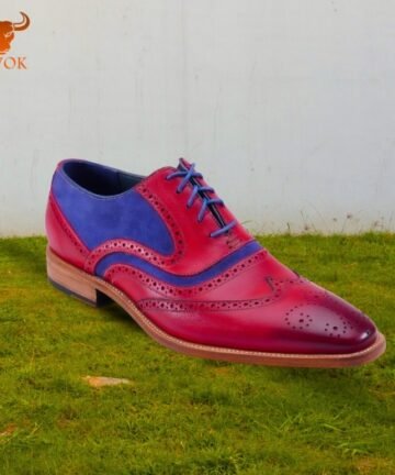 Stylish two-tone wingtip brogues available globally.
