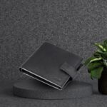 Handmade leather wallet with hand-stitched edges