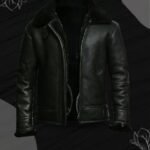 Classic brown leather RAF-style jacket with fur collar.