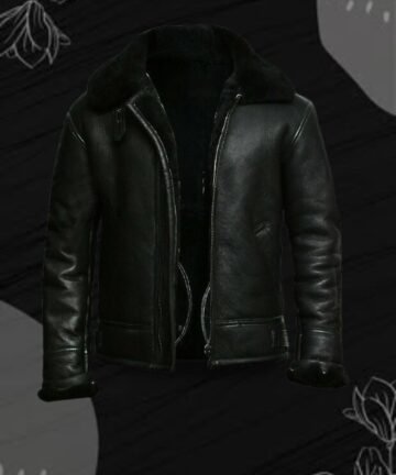 Classic brown leather RAF-style jacket with fur collar.