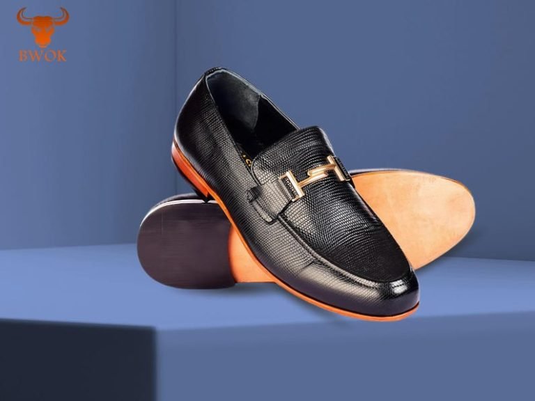 Premium Leather Bit Loafers with iconic bit hardware on display from Bwok Store