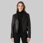 Premium leather biker jacket with zip details and tailored fit