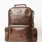 Luxury leather backpack for men and women in premium brown leather