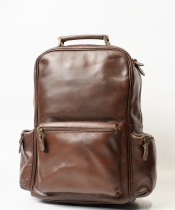 Luxury leather backpack for men and women in premium brown leather