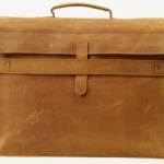 Tan leather laptop bag with handle – professional and minimalist briefcase from Bwok Store