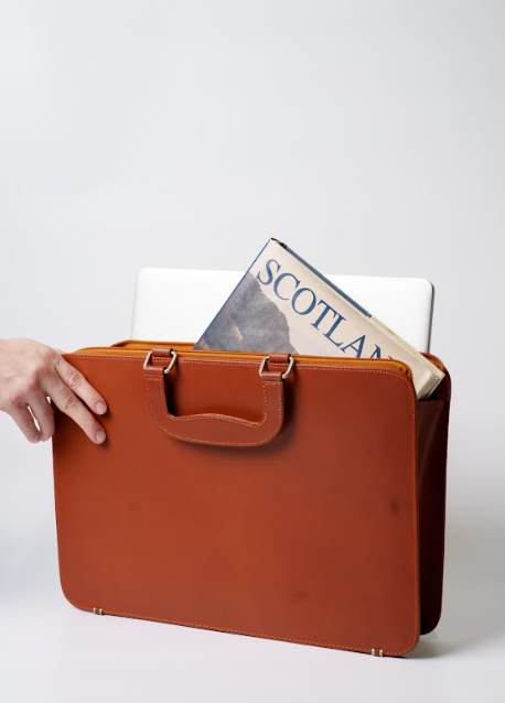 Handcrafted Leather Classic Satchel with Buckle Straps