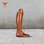Tan brown premium leather riding boots with tall shaft and classic equestrian design