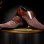 Rich chestnut leather and velvety brown suede Dual-Tone Oxford Shoes