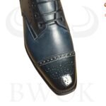 Handmade Black Patina Brogue Boots for Men