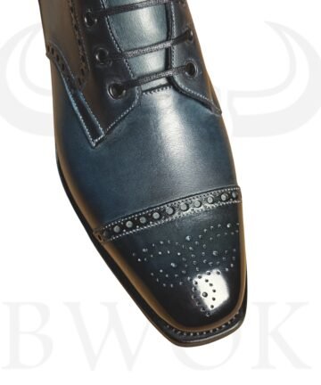 Handmade Black Patina Brogue Boots for Men