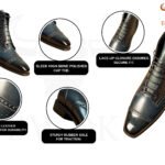 Handmade Black Patina Brogue Boots for Men