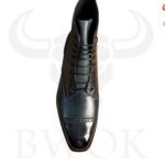 Handmade Black Patina Brogue Boots for Men