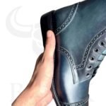 Handmade Black Patina Brogue Boots for Men