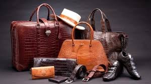 Premium leather products including shoes, handbags, belts, wallets, and travel bags — showcasing luxury craftsmanship and timeless style.