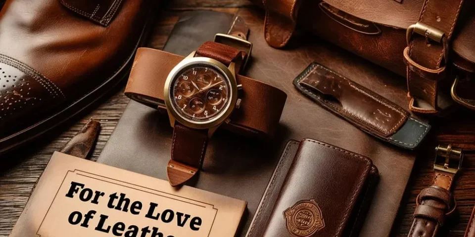 Leather accessories elevate your outfit — featuring premium leather shoes, watch strap, wallet, and bag for a sophisticated look.